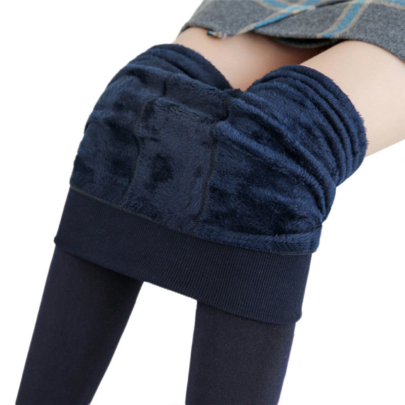 Winter Womens High Waist Cashmere Lined Tights For Winter 1200D