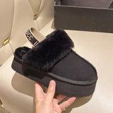 HG - Womens Fur Flat Slippers Warm Thick-soled Snow Boots