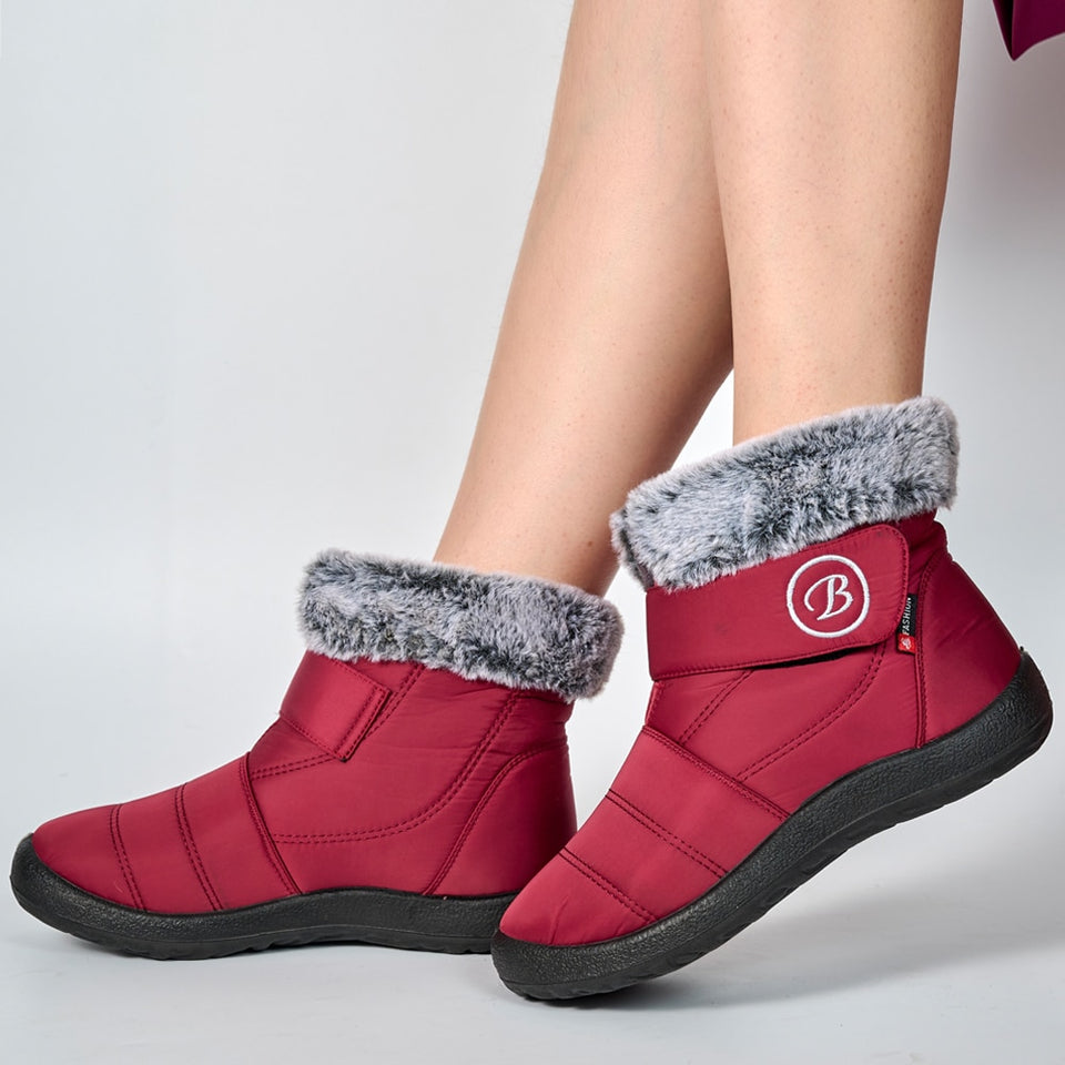 Women's Casual Fur-lined Hook-Loop Snow Boots – Her Gloss© All Footwear  Needs